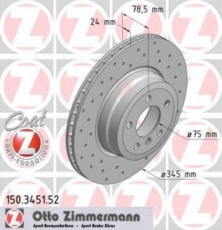 Тормозные диски Sport/ Coat Z ZIMMERMANN 150.3451.52 (фото 1)