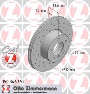 Тормозные диски Sport/ Coat Z ZIMMERMANN 150.3467.52 (фото 1)