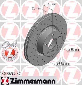 Тормозной диск Sport ZIMMERMANN 150.3494.52 (фото 1)
