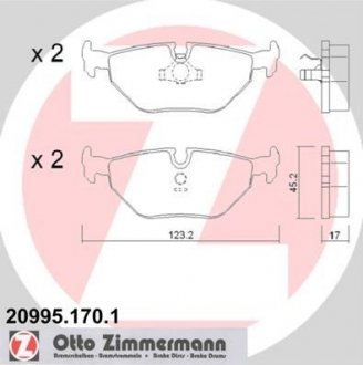 Колодки гальмівні дискові ZIMMERMANN 209951701