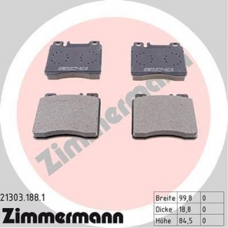 Колодки тормозные дисковые ZIMMERMANN 21303.188.1 (фото 1)