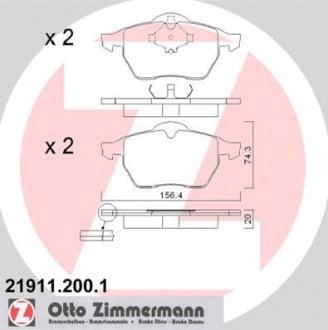 Колодки тормозные дисковые ZIMMERMANN 21911.200.1