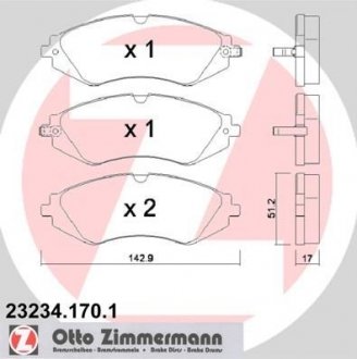 Колодки тормозные дисковые ZIMMERMANN 23234.170.1 (фото 1)