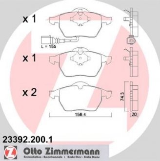 Колодки гальмівні дискові, к-кт ZIMMERMANN 23392.200.1 (фото 1)