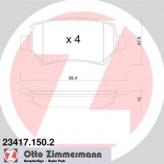 Комплект гальмівних колодок ZIMMERMANN 234171502