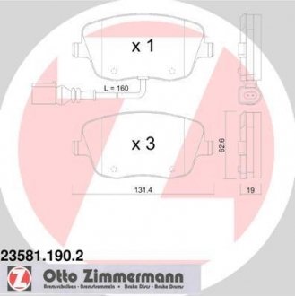 Колодки гальмівні дискові, к-кт ZIMMERMANN 235811902 (фото 1)
