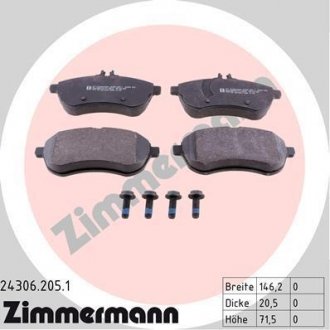 Колодки тормозные дисковые ZIMMERMANN 24306.205.1