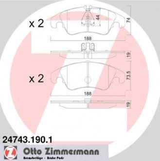 Комплект гальмівних колодок ZIMMERMANN 247431901 (фото 1)