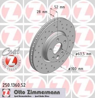 Тормозные диски пер ZIMMERMANN 250.1360.52 (фото 1)