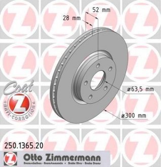 Тормозной диск перед вент Ford Mondeo c 2007г (30 ZIMMERMANN 250.1365.20
