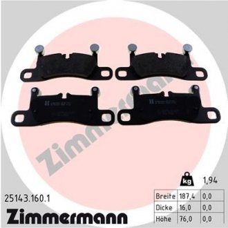 Колодки тормозные дискові (комплект 4 шт) ZIMMERMANN 25143.160.1 (фото 1)