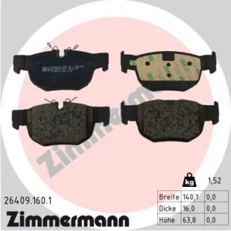Колодки гальмівні дискові (комплект 4 шт) ZIMMERMANN 26409.160.1