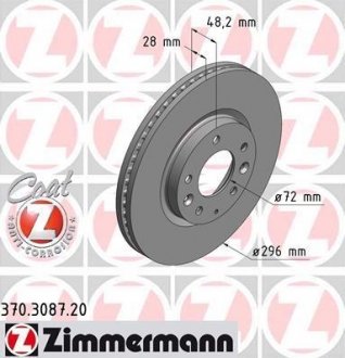 Тормозные диски Coat Z ZIMMERMANN 370.3087.20 (фото 1)