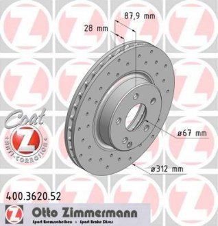 Диск тормозной SPORT Z ZIMMERMANN 400362052 (фото 1)
