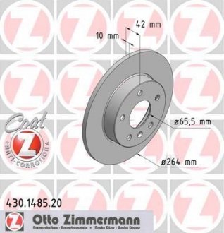 Диск тормозной Coat Z ZIMMERMANN 430.1485.20 (фото 1)