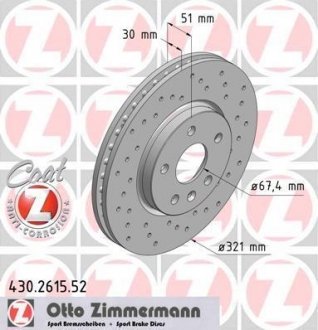 Тормозные диски Sport/ Coat Z ZIMMERMANN 430.2615.52 (фото 1)