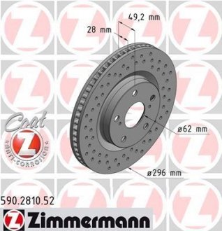 Тормозной диск SPORT COAT Z ZIMMERMANN 590.2810.52 (фото 1)