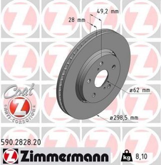 Диск гальмівний Coat Z ZIMMERMANN 590.2828.20 (фото 1)