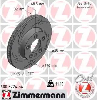 Диск гал.пер.. VWTouareg 3.0/3.6 V6 04- BLACK Z ZIMMERMANN 600.3224.54