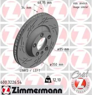 Диск тормозов пер. лев Q7/Touareg/Cayenne BLACK Z ZIMMERMANN 600.3226.54