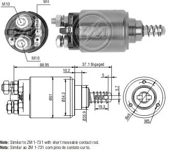 Втягивающее реле стартера ZM ZM543