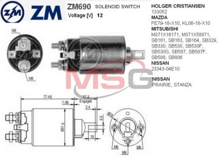 Реле втягивающего стартера ZM ZM690